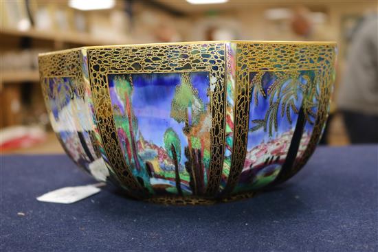 A Wedgwood Fairyland lustre 9 inch octagonal bowl, designed Daisy Makeig-Jones, 22.8cm